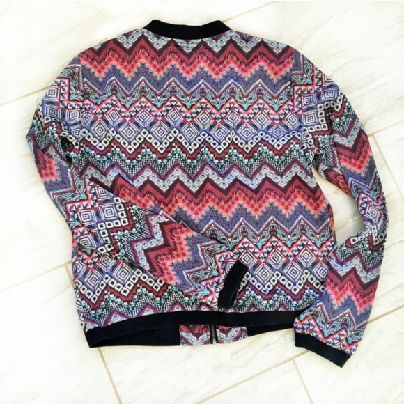 Garage Chevron Printed Lightweight Bomber Jacket Size M - Picture 4 of 7